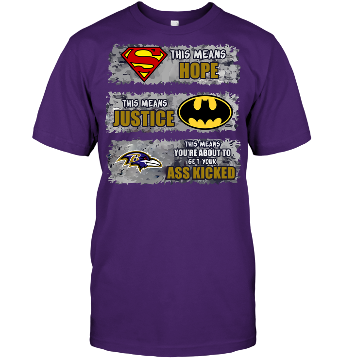 Baltimore Ravens "superman, Batman & Ravens" T-Shirt Baltimore Ravens "superman, Batman & Ravens" T-Shirt